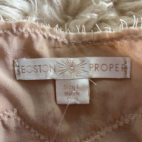 Boston Proper Lace Trim Velvet Top L - Picture 6 of 9